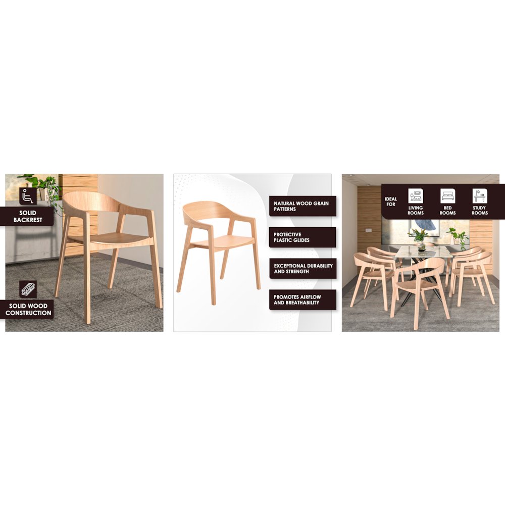 Rivo Collection Elegant Dining Chair in Natural Wood. Picture 26