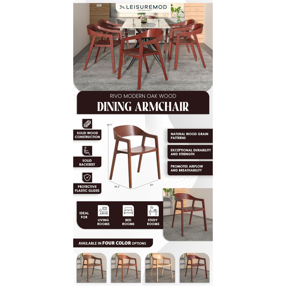Rivo Collection Elegant Dining Chair in Dark Brown Wood. Picture 17