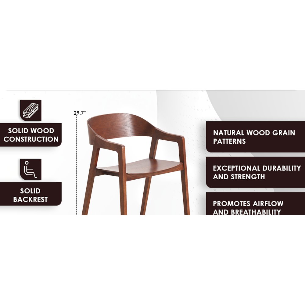 Rivo Collection Elegant Dining Chair in Dark Brown Wood. Picture 19
