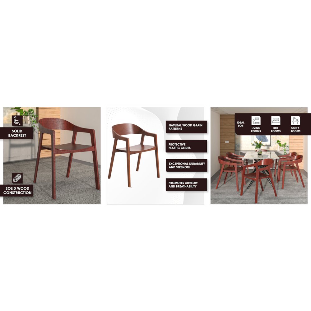 Rivo Collection Elegant Dining Chair in Dark Brown Wood. Picture 24