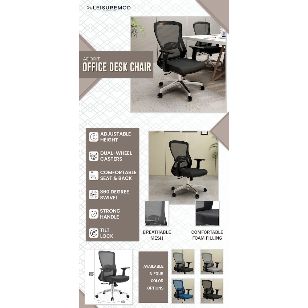 Office Adorit Series Office Task Chair In Black. Picture 37