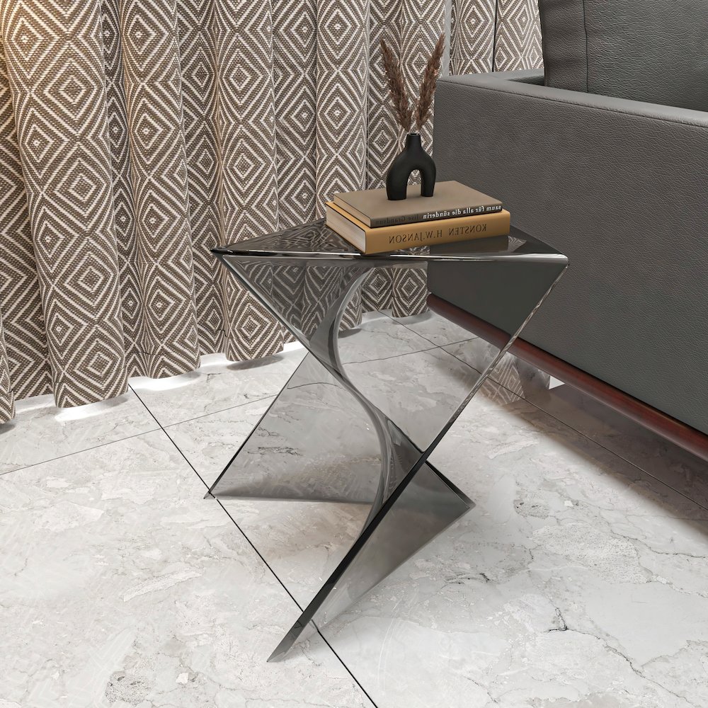 Randolph Modern Accent Side Table Indoor and Outdoor Use Smoke Color. Picture 9