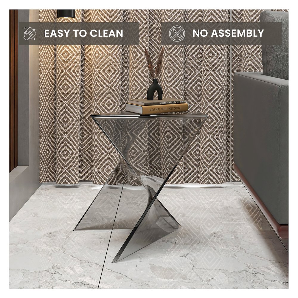 Randolph Modern Accent Side Table Indoor and Outdoor Use Smoke Color. Picture 11