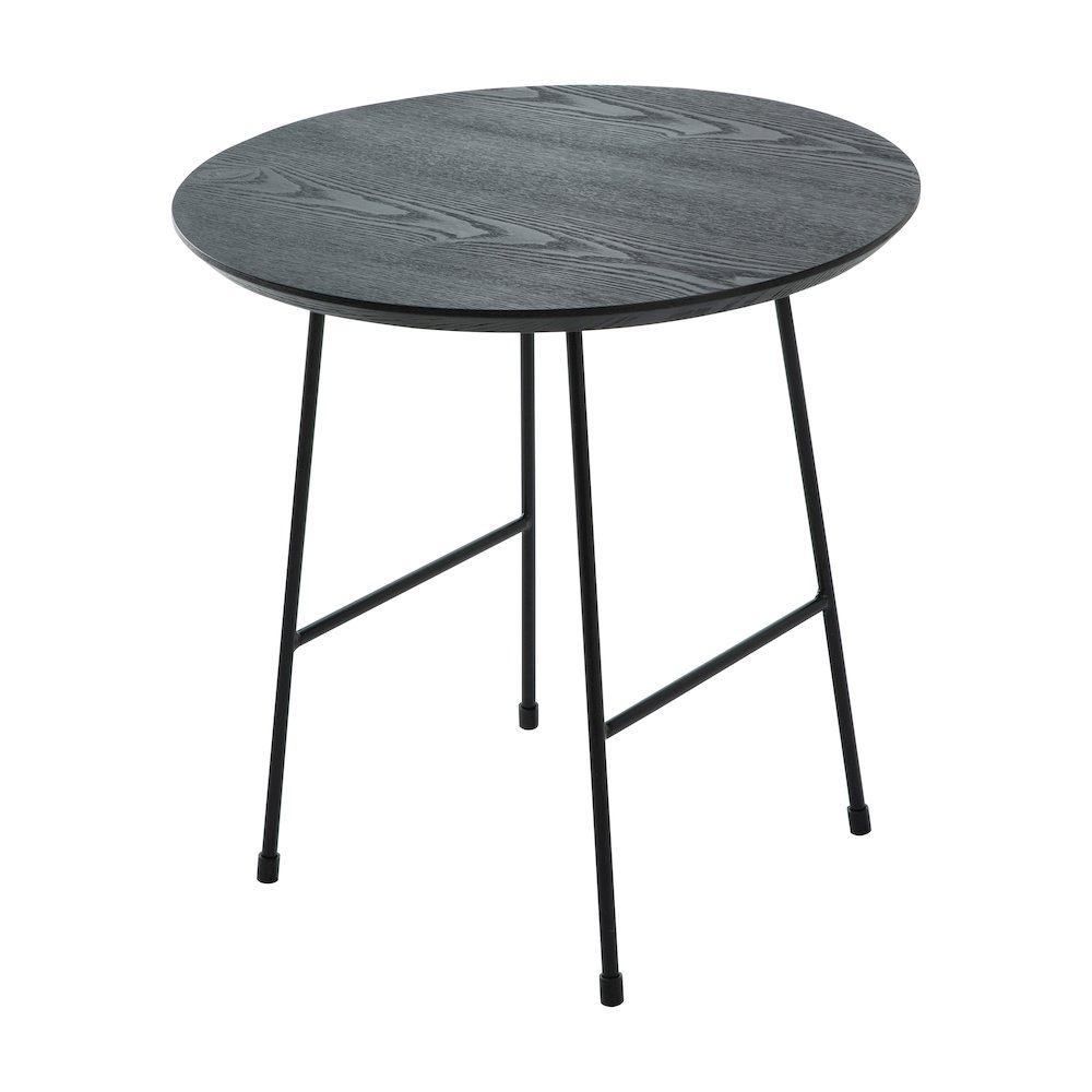 Rossmore Mid Century Modern Round Side Table With Black Steel Frame. Picture 28
