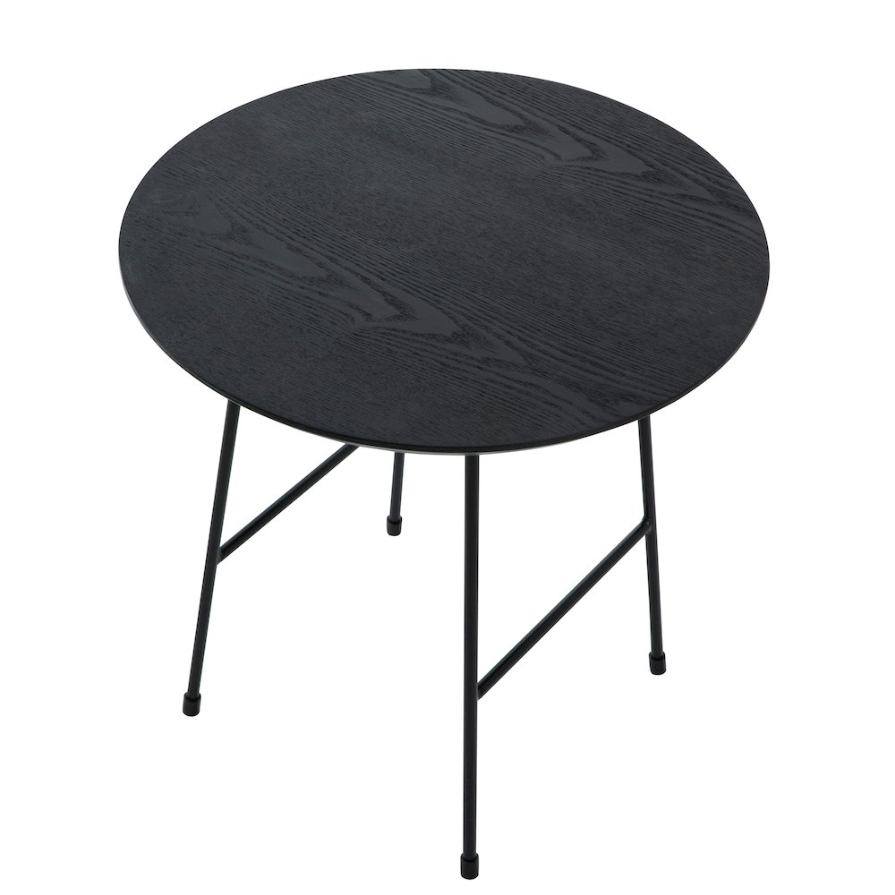 Rossmore Mid Century Modern Round Side Table With Black Steel Frame. Picture 27