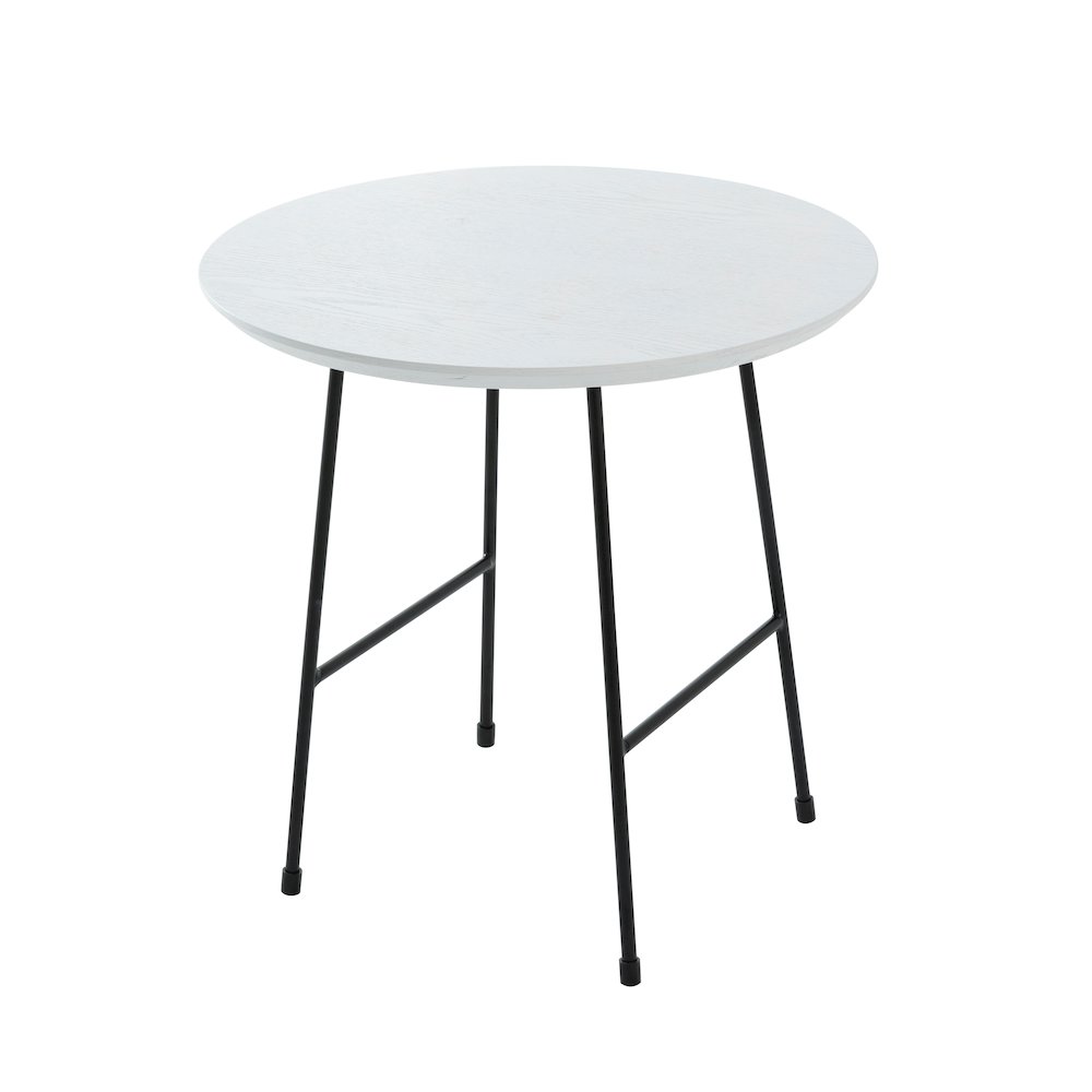 Rossmore Mid Century Modern Round Side Table With Black Steel Frame. Picture 25