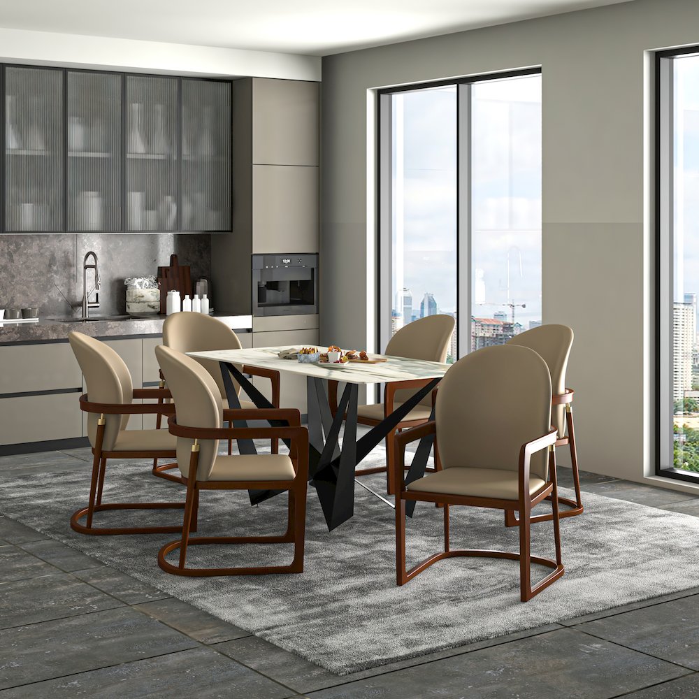 Svelta Elegant Wooden Dining Chair in Dark Toupe. Picture 4