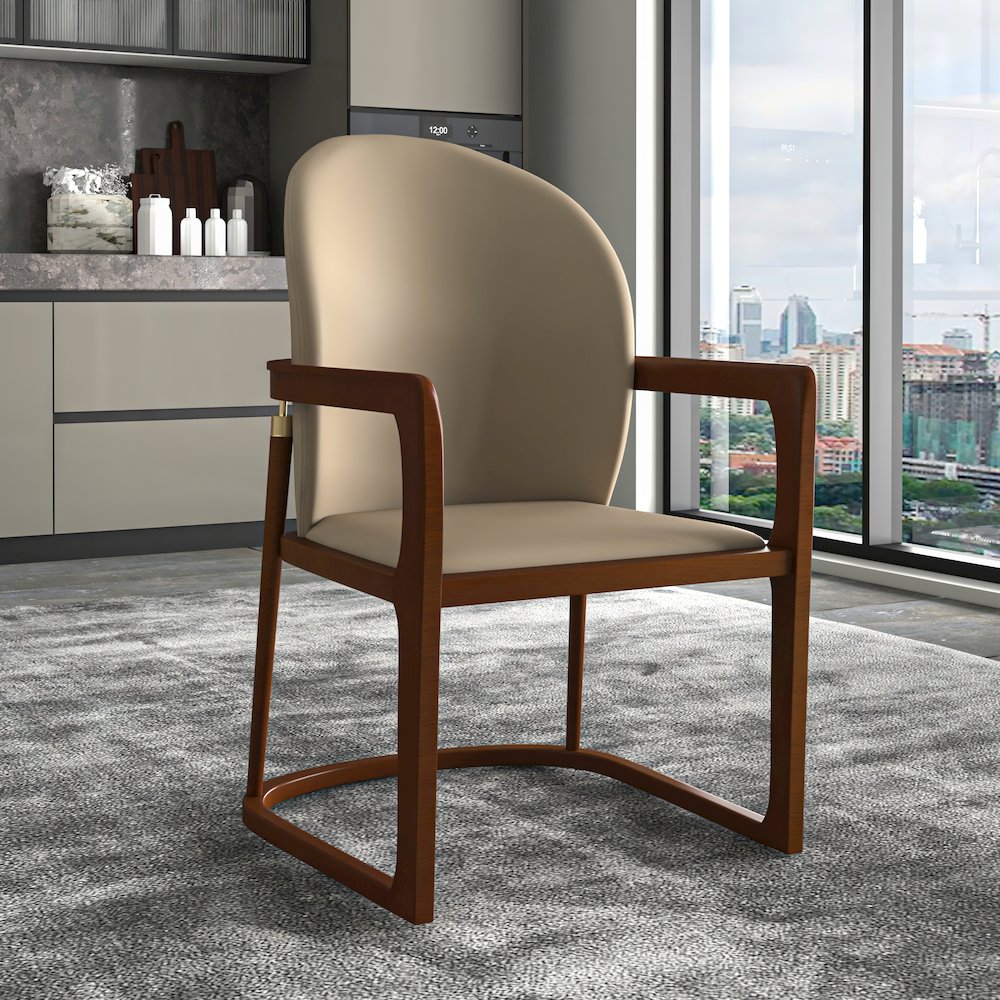 Svelta Elegant Wooden Dining Chair in Dark Toupe. Picture 5