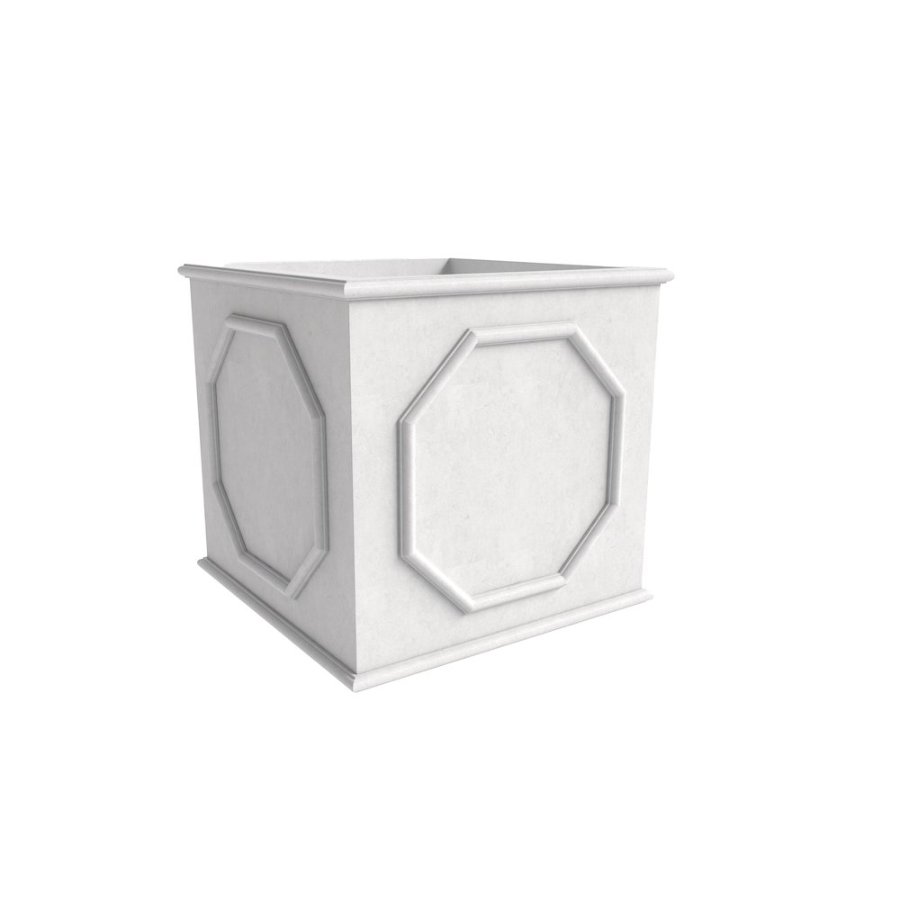 Sprout Series Cubic Fiber Stone Planter in White 15 Cube. Picture 9