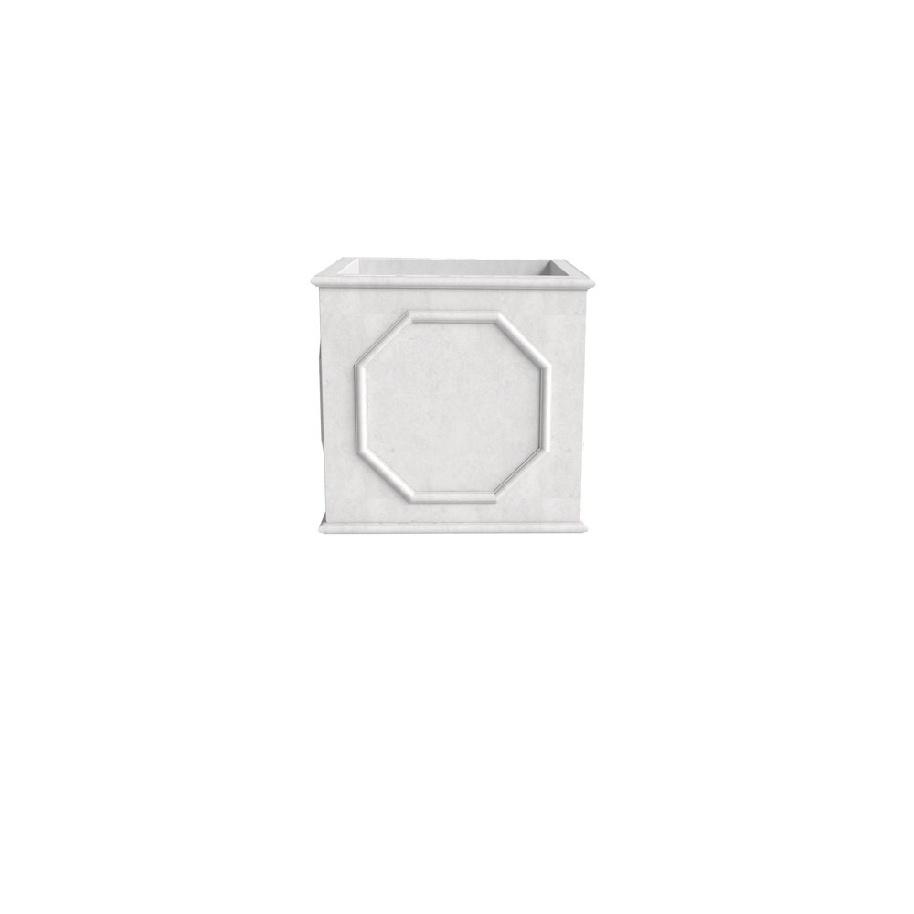 Sprout Series Cubic Fiber Stone Planter in White 8 Cube. Picture 9
