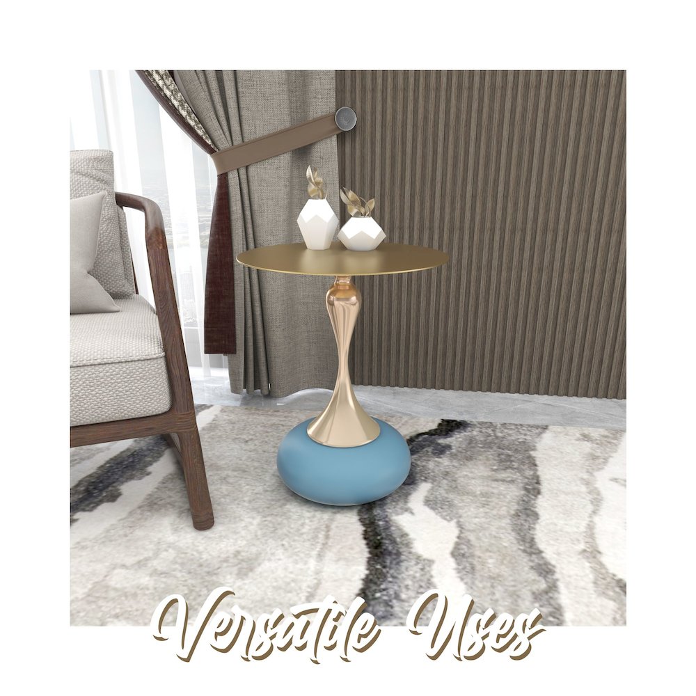 Savoy Collection Modern End Table In Blue. Picture 21