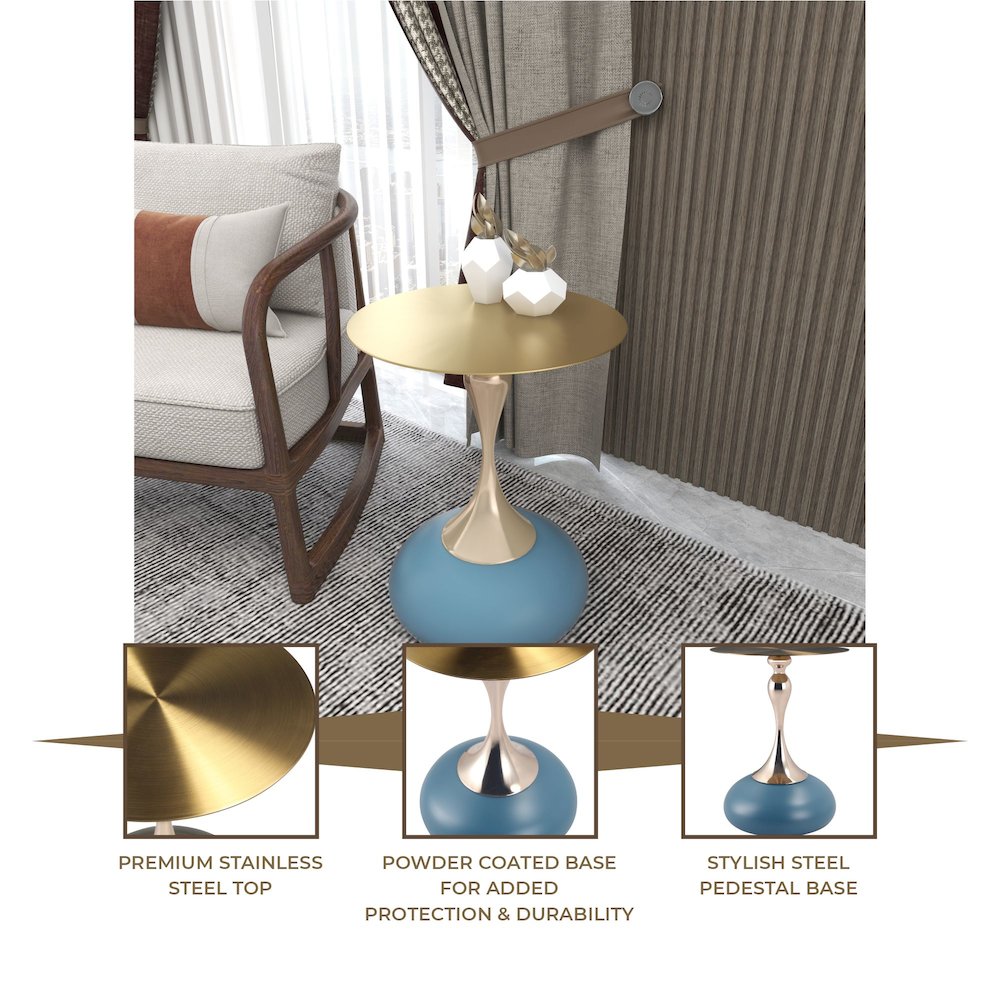Savoy Collection Modern End Table In Blue. Picture 22