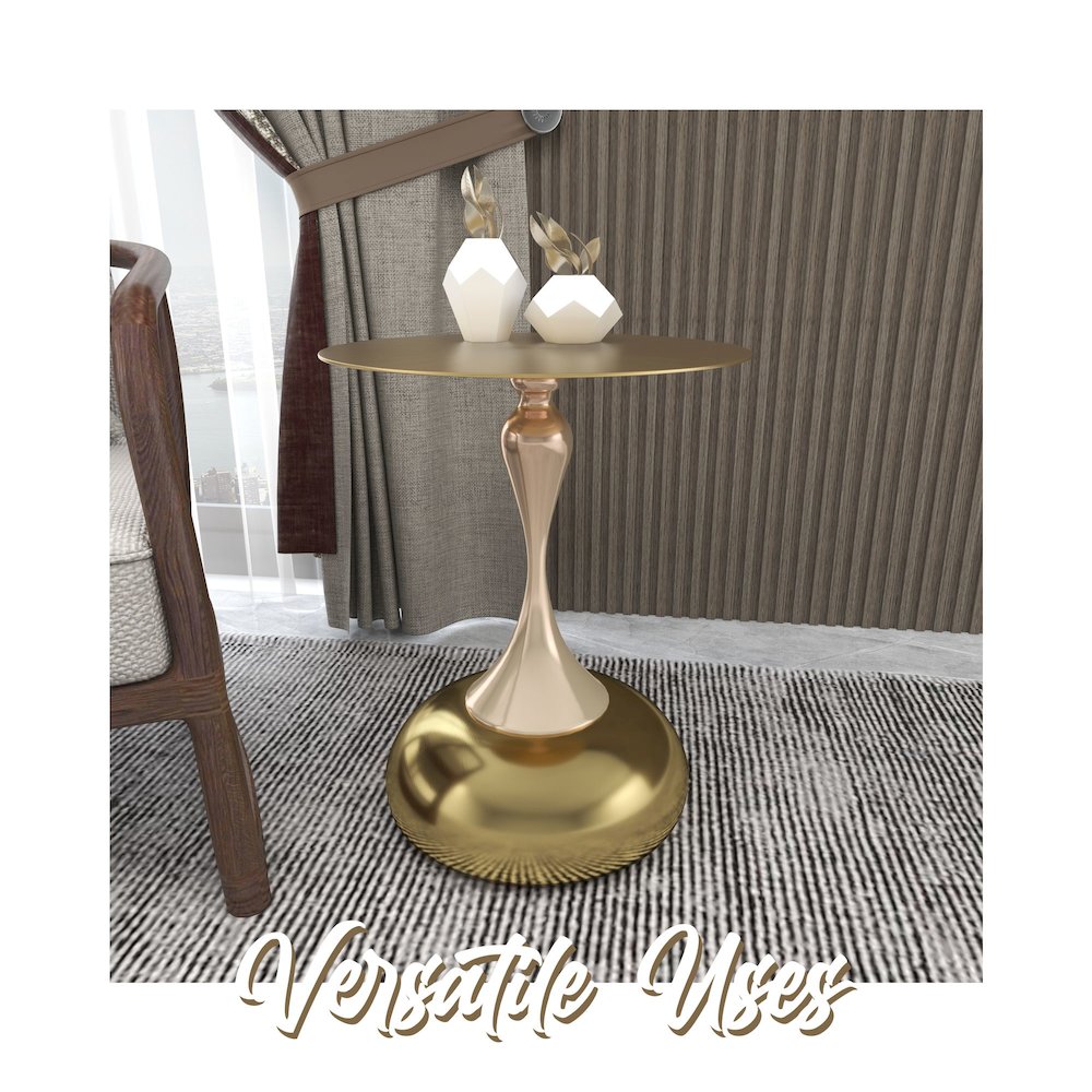 Savoy Collection Modern End Table In Gold. Picture 21