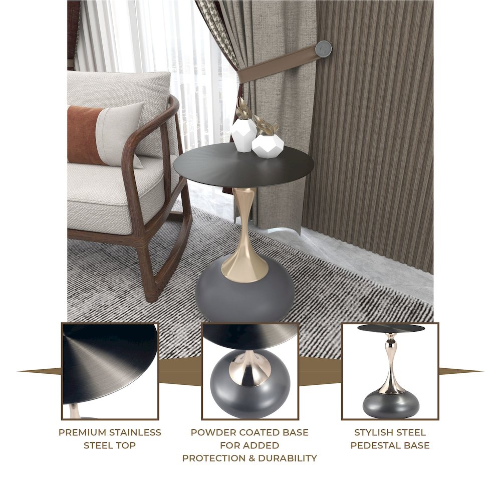 Savoy Collection Modern End Table In Grey. Picture 22
