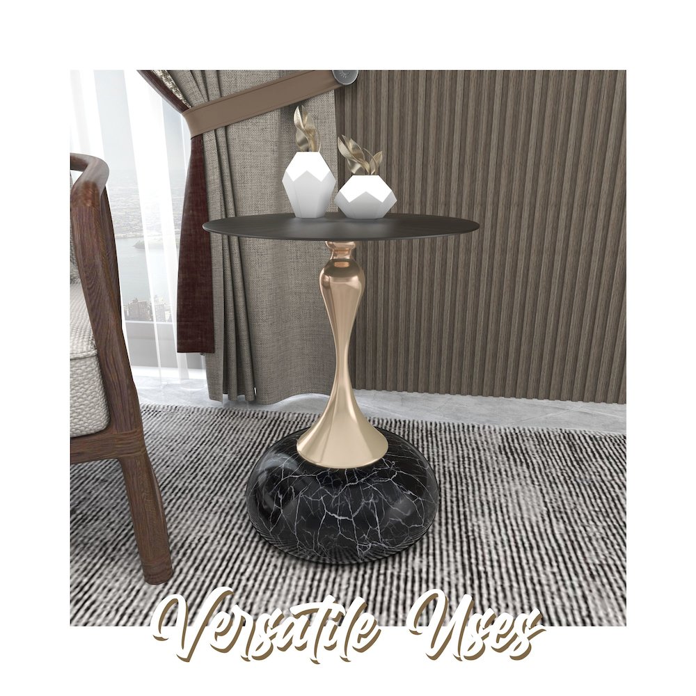 Savoy Collection Modern End Table In Stone Black. Picture 21