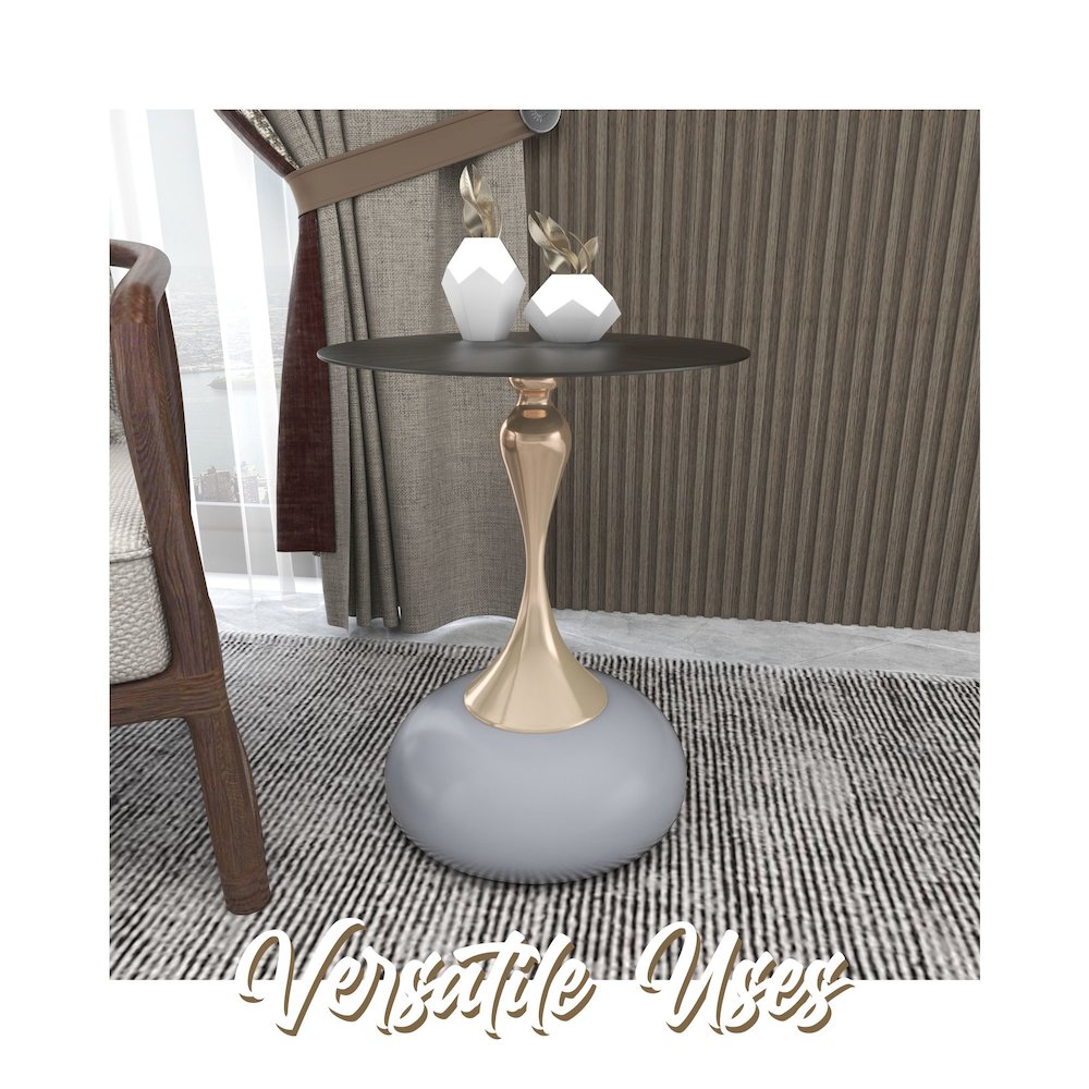 Savoy Collection Modern End Table In Silver. Picture 21