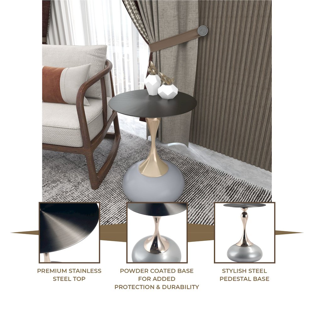 Savoy Collection Modern End Table In Silver. Picture 22
