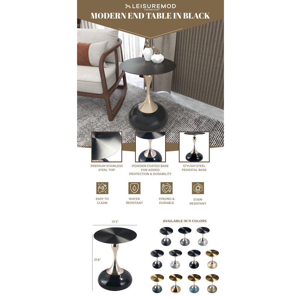 Savoy Collection Modern End Table In Shiny Black. Picture 20