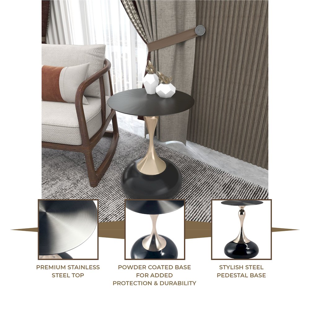 Savoy Collection Modern End Table In Shiny Black. Picture 23