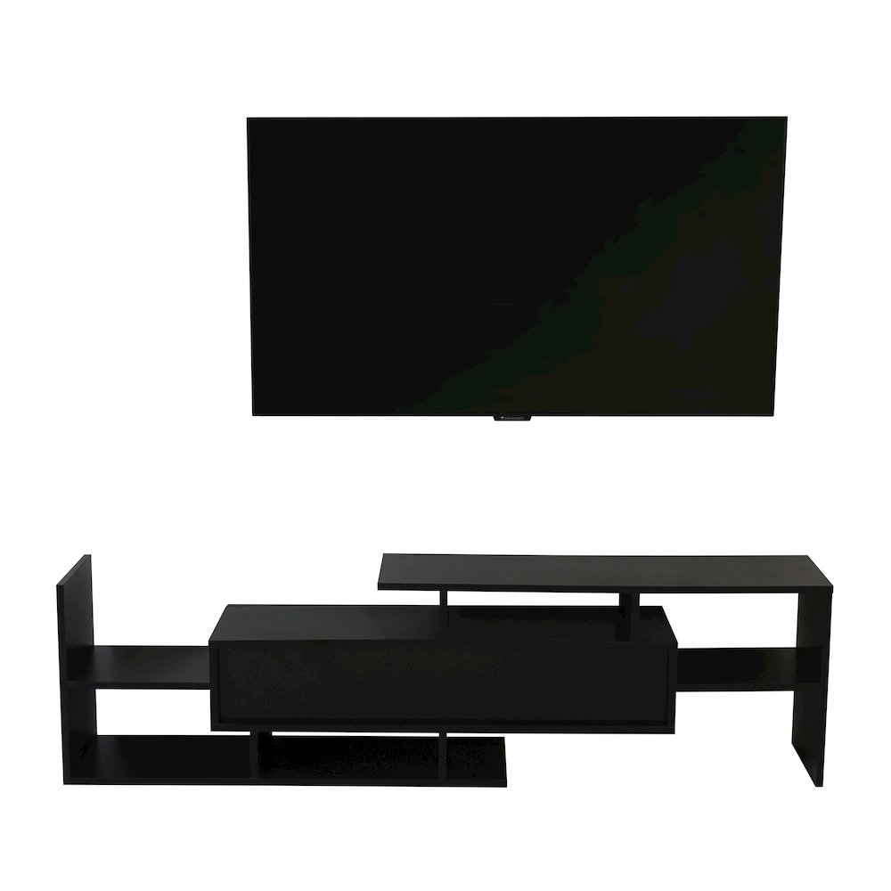 Surrey Modern TV Stand with MDF Shelves and Bookcase in Ebony. Picture 37