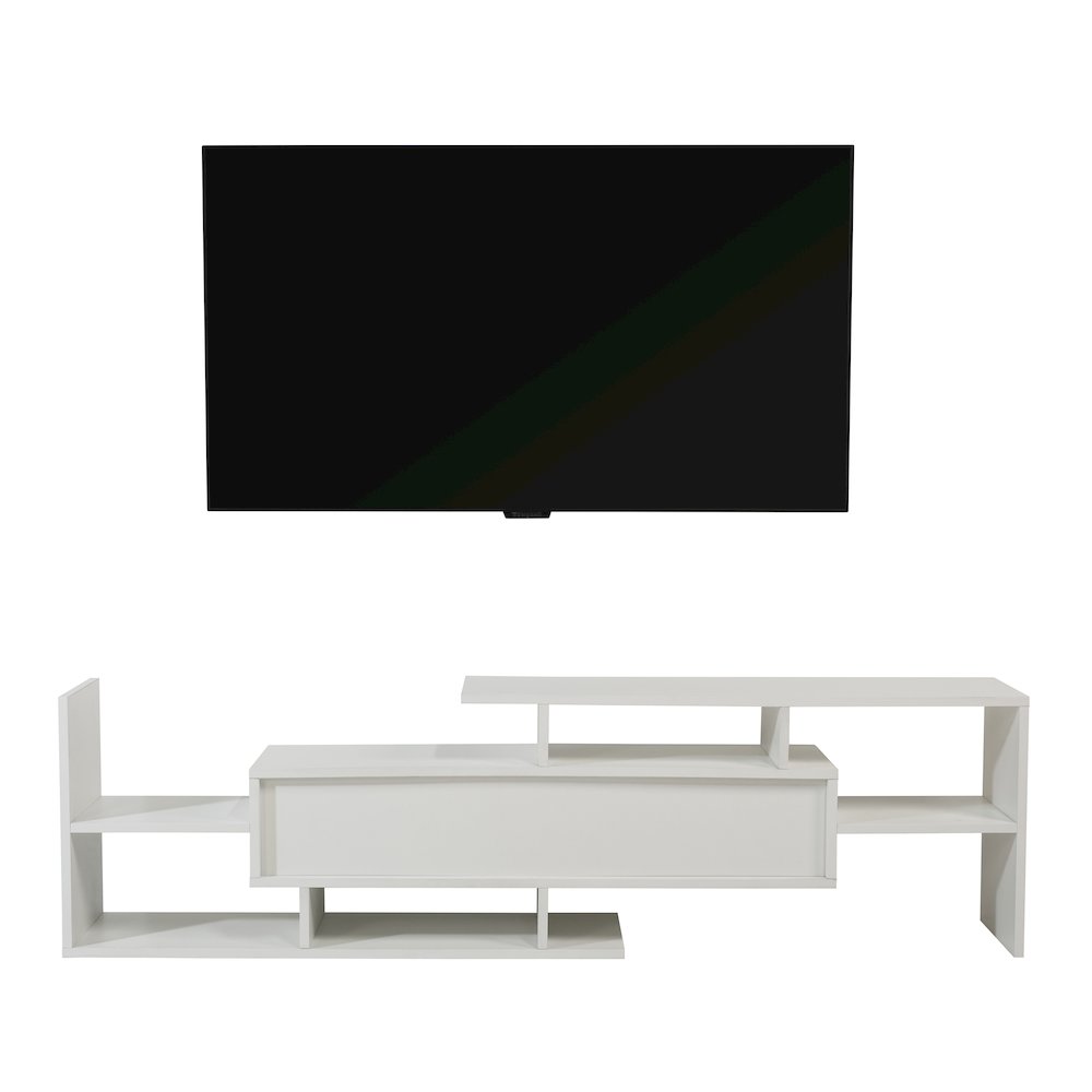 Surrey Modern TV Stand with MDF Shelves and Bookcase in White. Picture 32