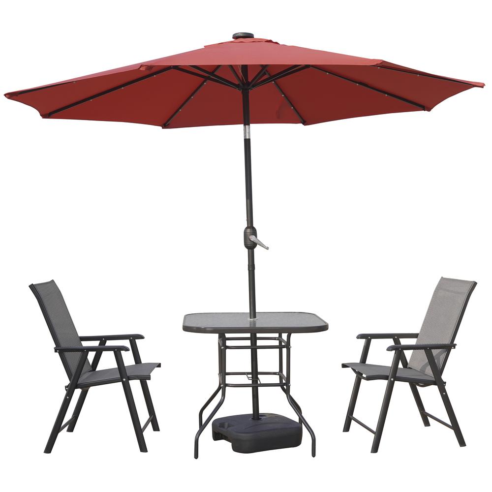 Sierra 9' Outdoor Patio Tilt Market Umbrella with Solar LED Lights. Picture 2