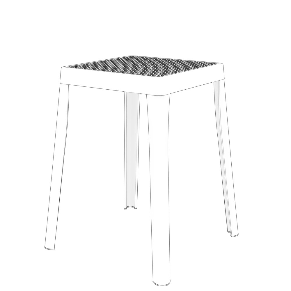 Tresse Series Stackable Poly Stool With Wicker Top 12 in Black. Picture 5