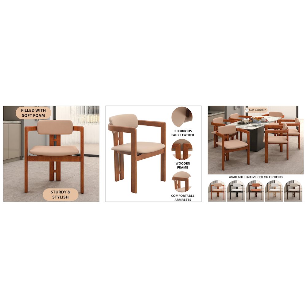 Velo Series Modern Dining Chair in Dark Natural Wood with Taupe Seat. Picture 26