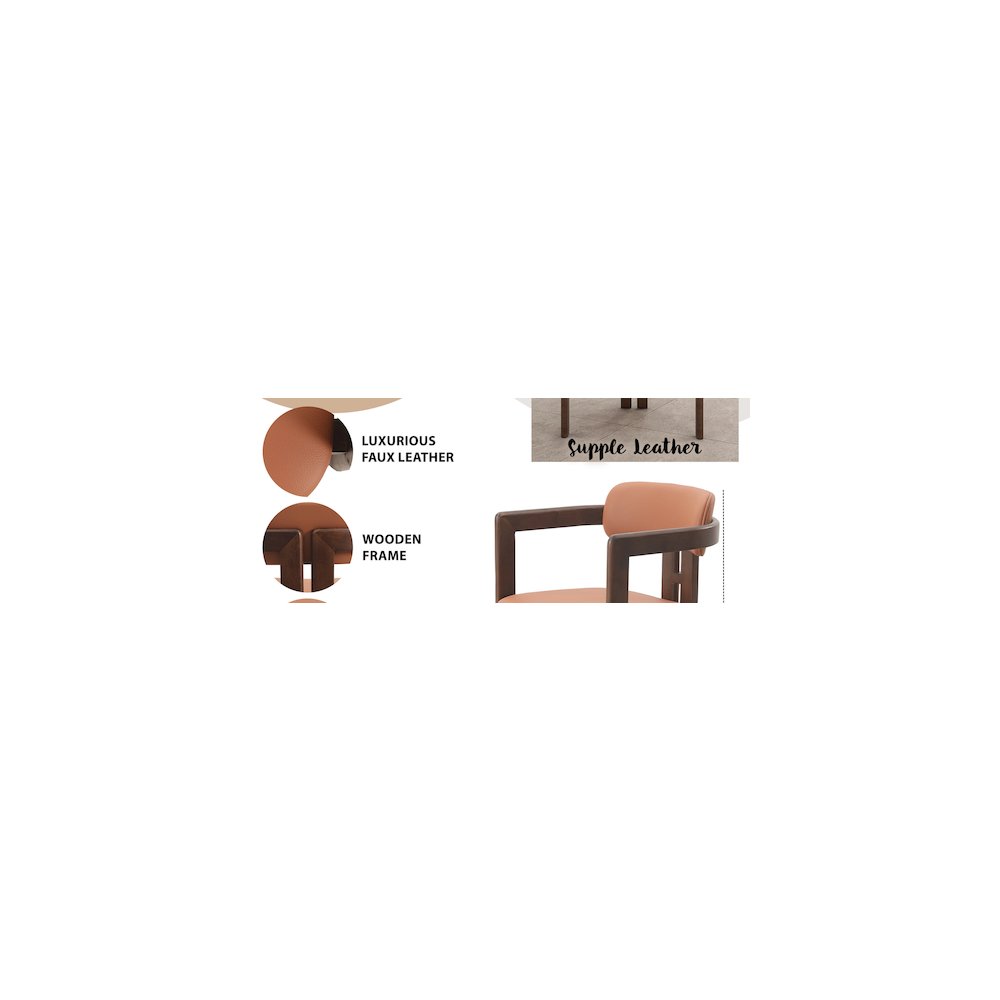 Velo Series Modern Dining Chair in Black Walnut Wood with Dark Brown Seat. Picture 20