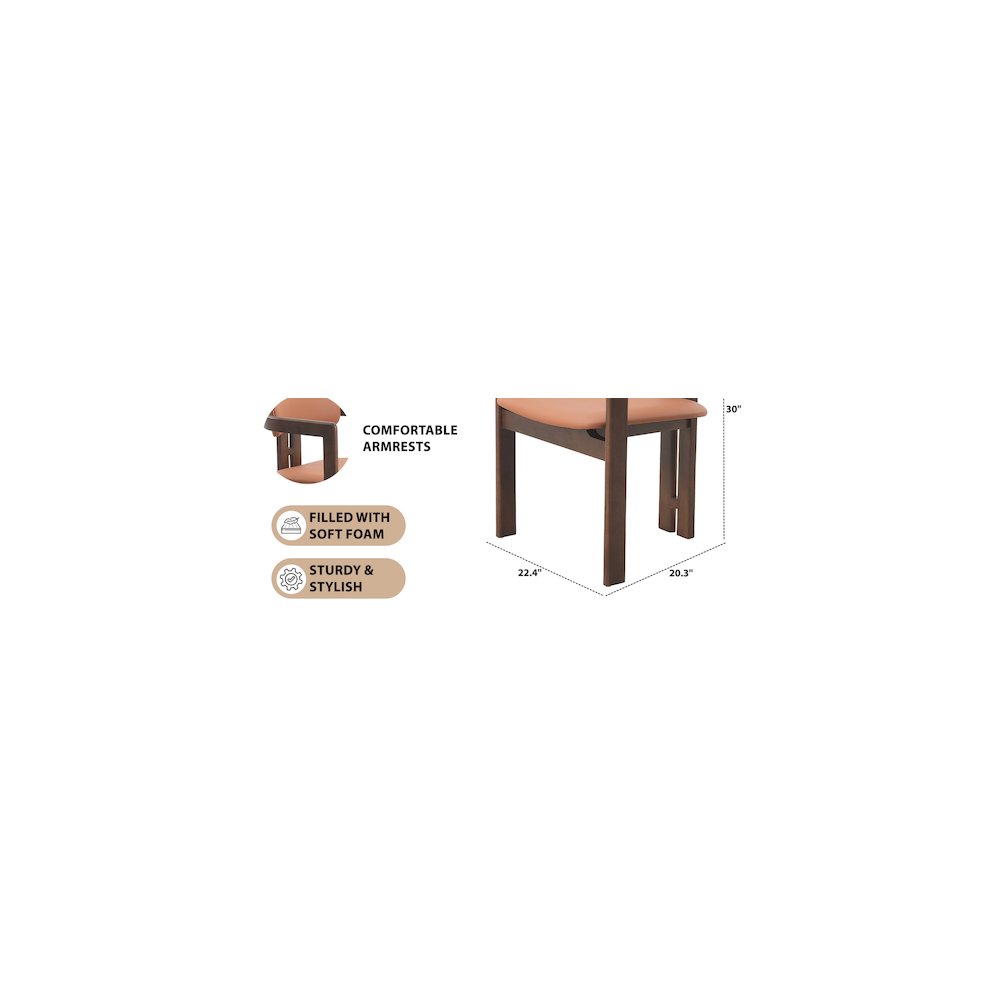 Velo Series Modern Dining Chair in Black Walnut Wood with Dark Brown Seat. Picture 21