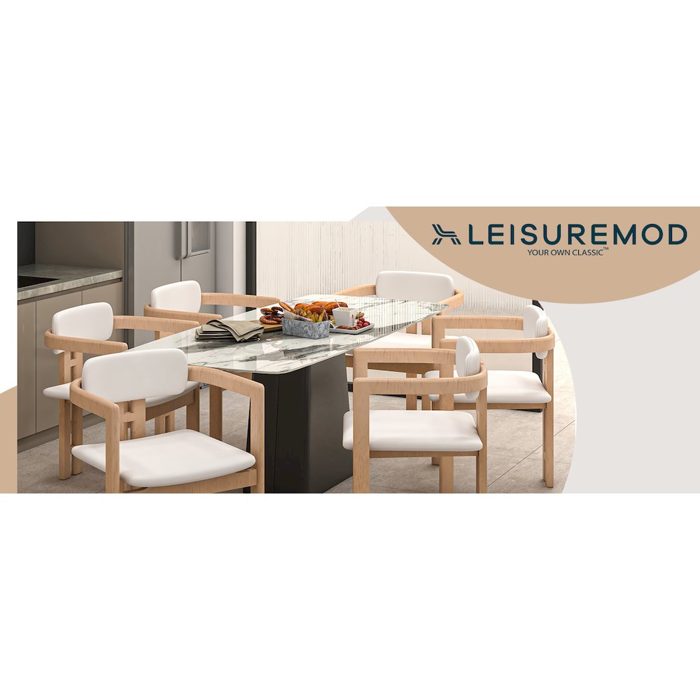 Velo Series Modern Dining Chair in Natrual Wood with White Seat. Picture 21