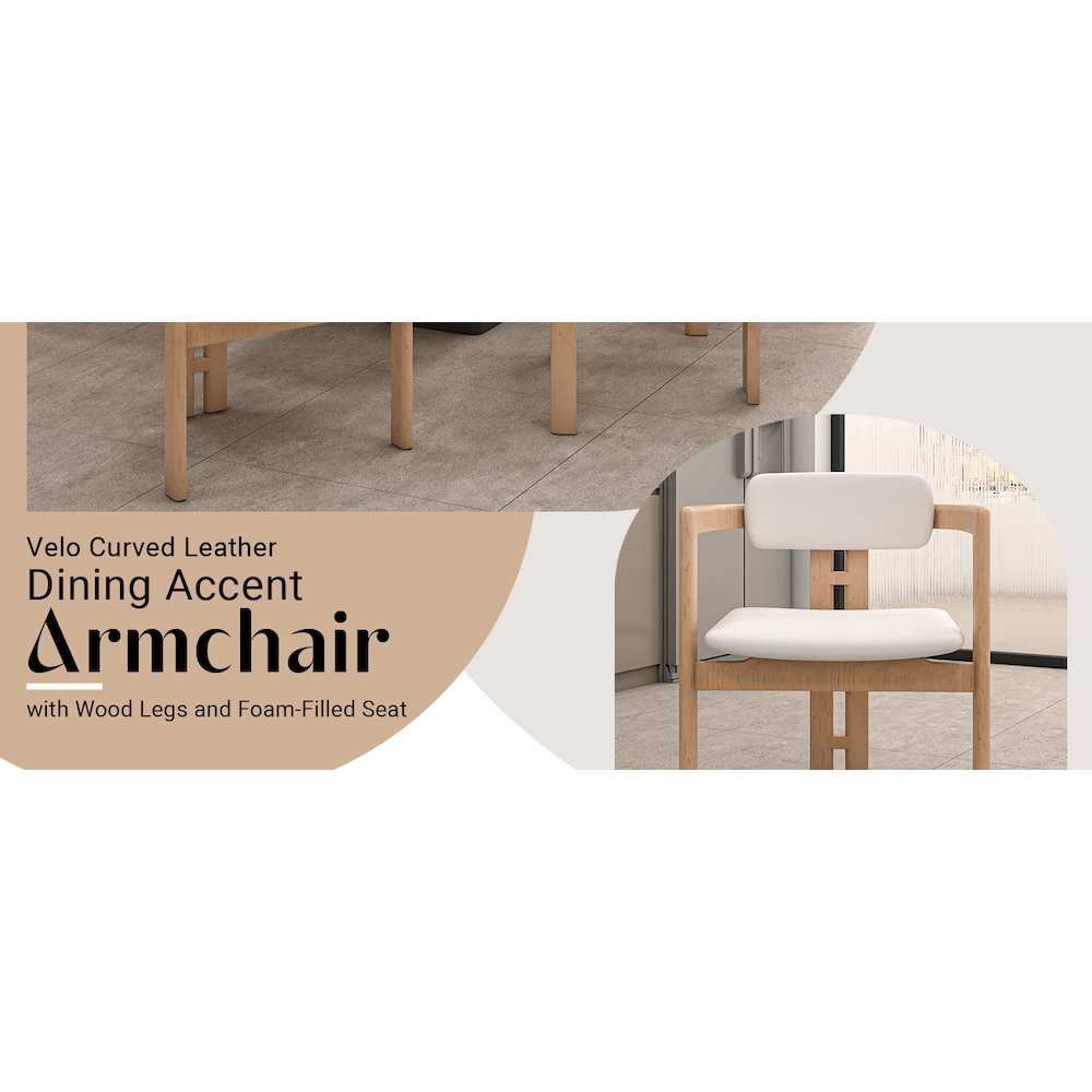 Velo Series Modern Dining Chair in Natrual Wood with White Seat. Picture 22