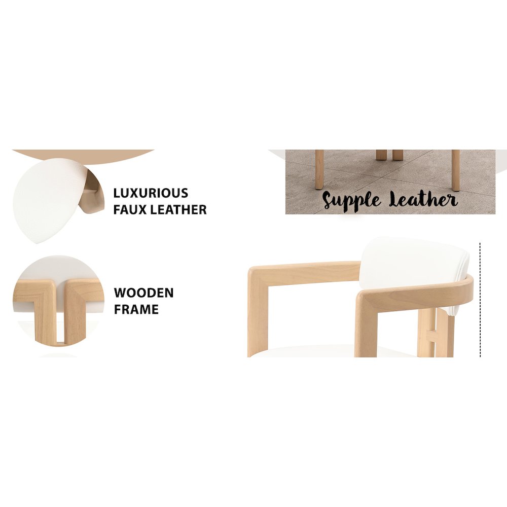 Velo Series Modern Dining Chair in Natrual Wood with White Seat. Picture 23