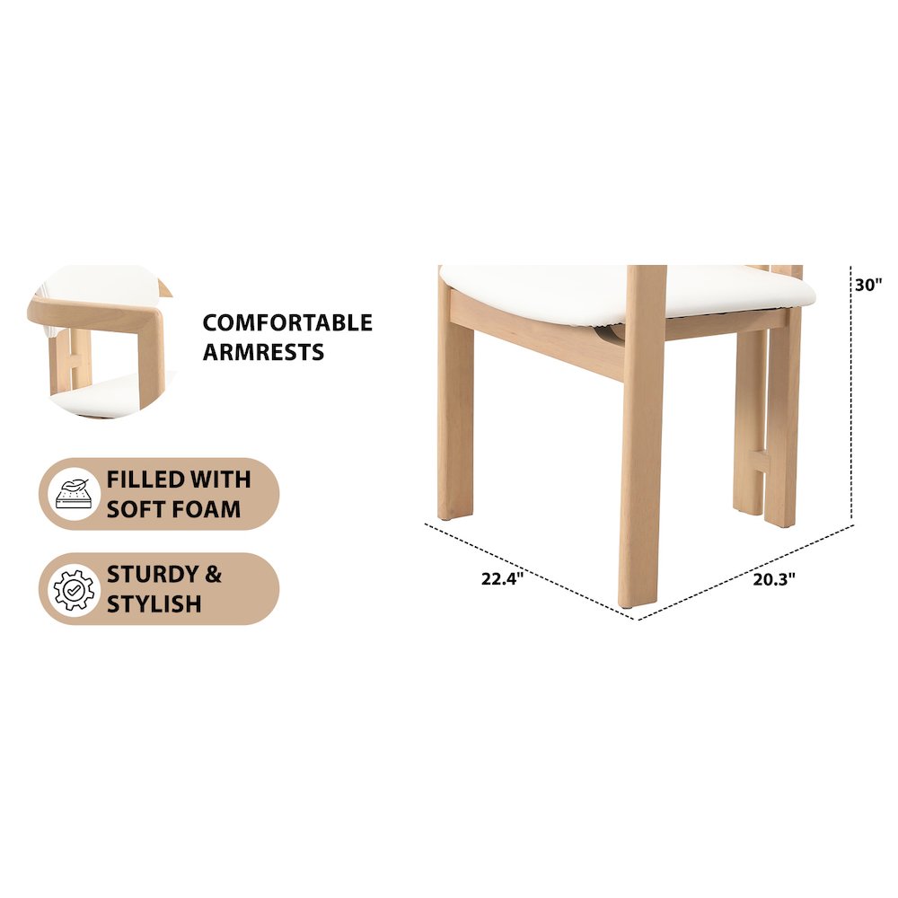 Velo Series Modern Dining Chair in Natrual Wood with White Seat. Picture 24