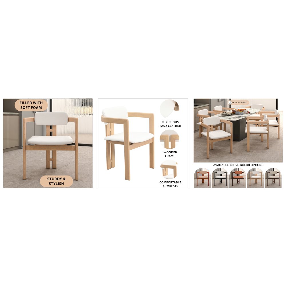Velo Series Modern Dining Chair in Natrual Wood with White Seat. Picture 25