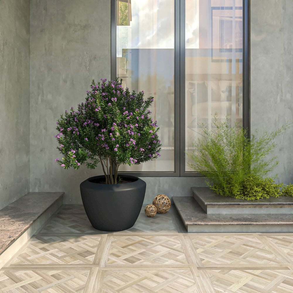 Vessel Series Poly Stone Planter in Black 22" Dia 15" high. Picture 12