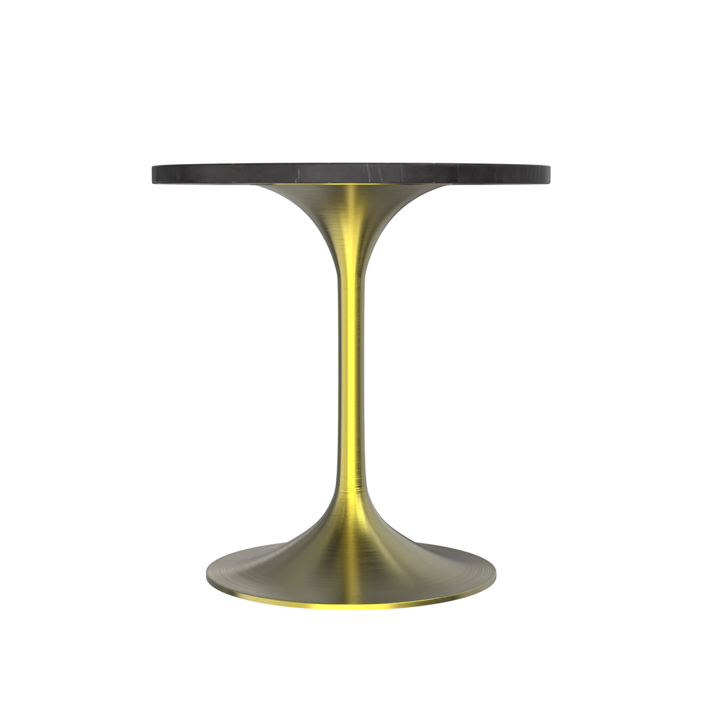 27 Round Dining Table, Brushed Gold Base with Sintered Stone Black Top. Picture 2