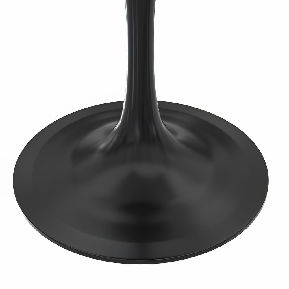 27 Square Dining Table, Black Base with Laminated White Marbleized Top. Picture 6