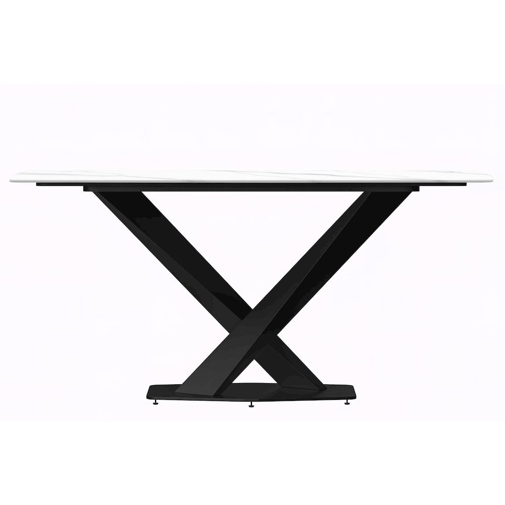 Voren Series Modern Dining Table Black Base, With 55 White Sintered Stone Top. Picture 6