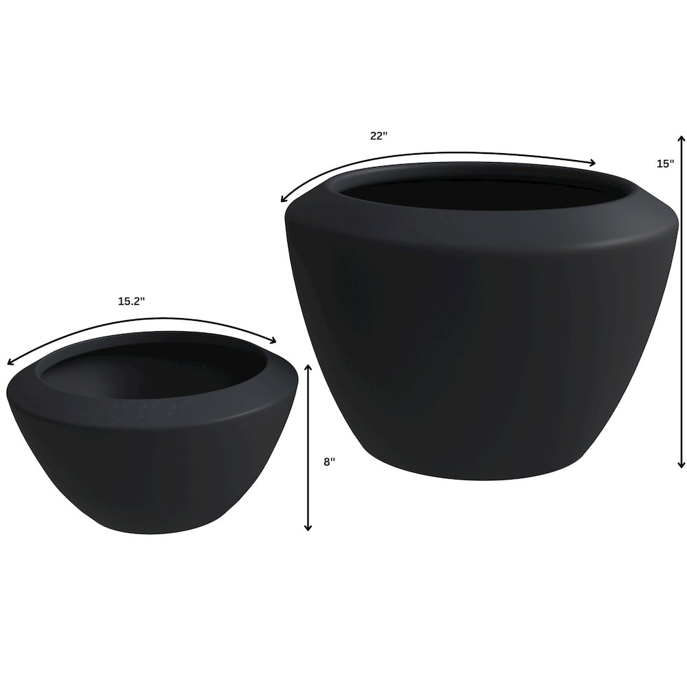 Vessel Series Poly Stone Planter in Black 22" Dia 15" high. Picture 18