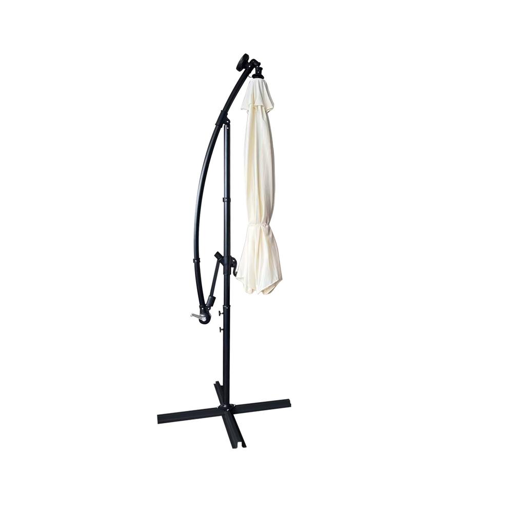 Outdoor 10 Ft Offset Cantilever Hanging Patio Umbrella With Solar Powered LED. Picture 3