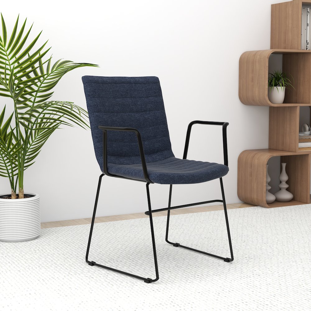 Zylar Series Office Guest Arm Chair in Dark Blue Fabric. Picture 26