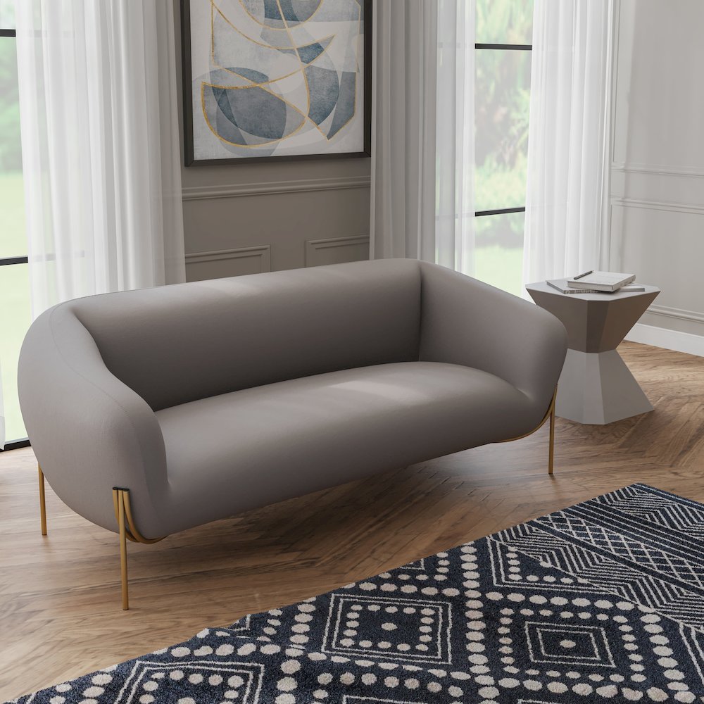 Zuno Three-Seater Sofa Upholstered in Velvet Wide Couch. Picture 11