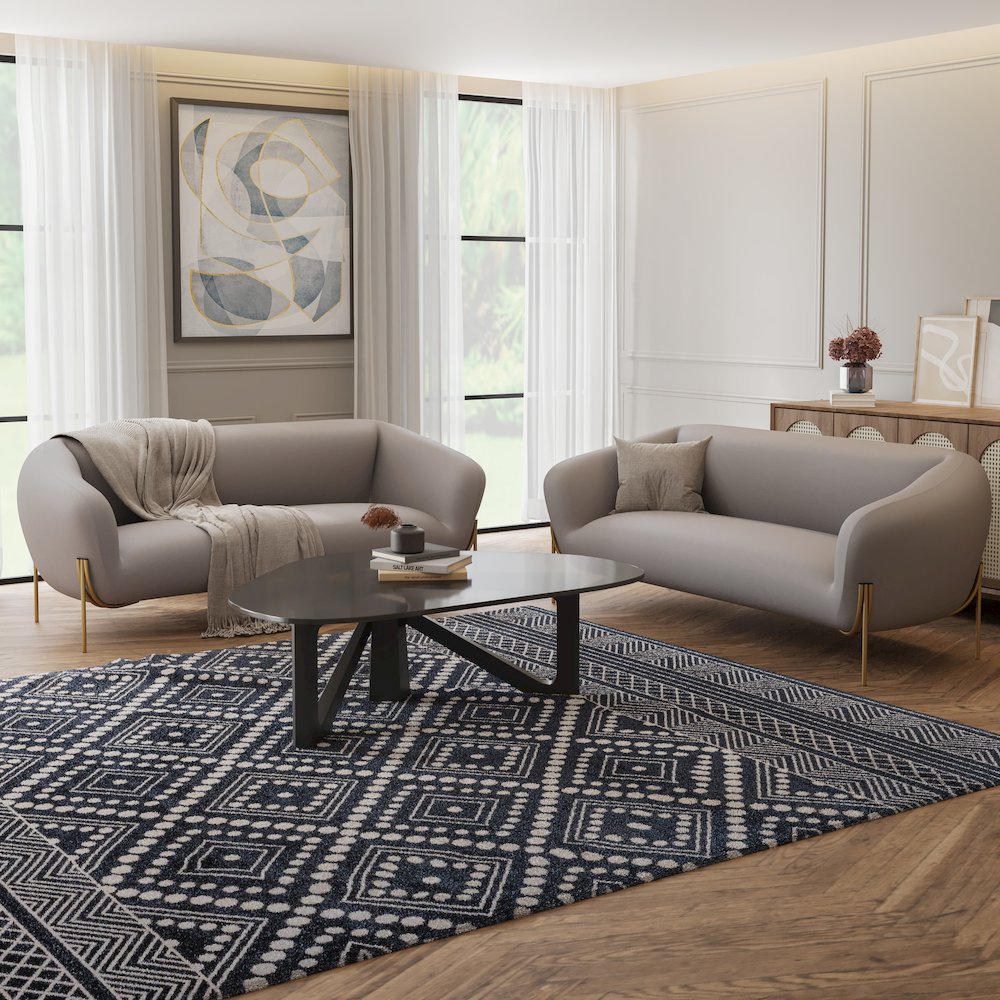 Zuno Three-Seater Sofa Upholstered in Velvet Wide Couch. Picture 22