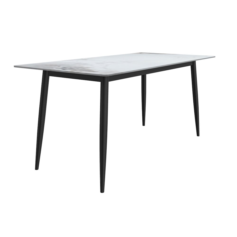Modern Dining Table Black Base, With 55 Medium Grey Sintered Stone Top. Picture 1