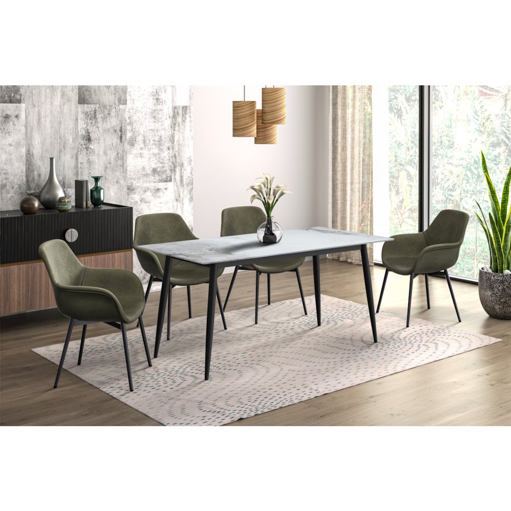 Modern Dining Table Black Base, With 55 Medium Grey Sintered Stone Top. Picture 4