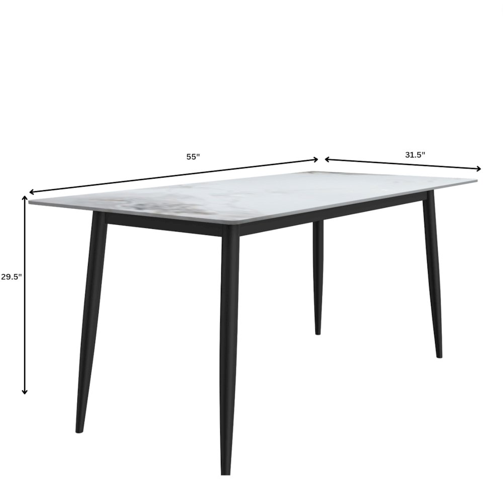 Modern Dining Table Black Base, With 55 Medium Grey Sintered Stone Top. Picture 9