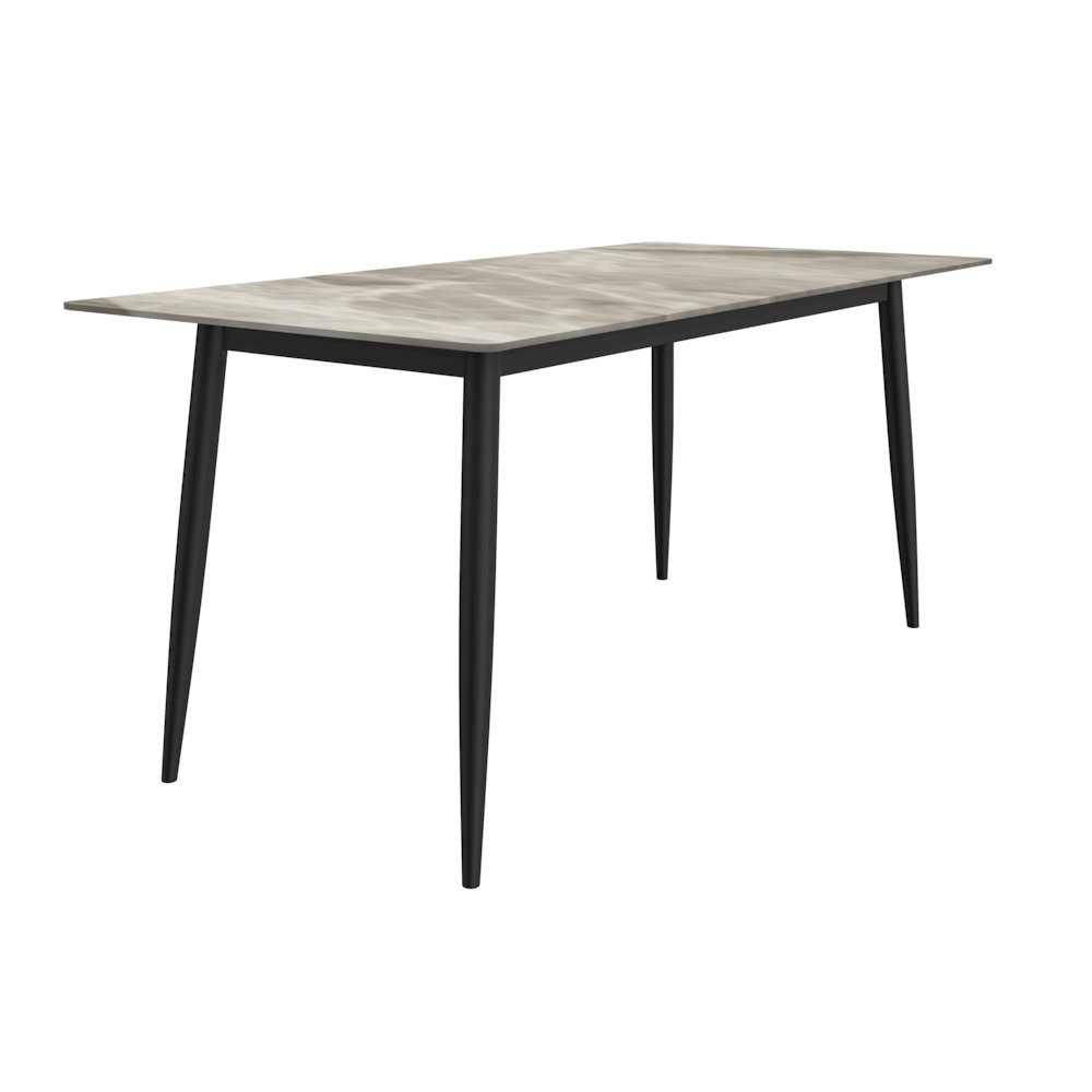 Modern Dining Table Black Base, With 62 Deep Grey Sintered Stone Top. Picture 1
