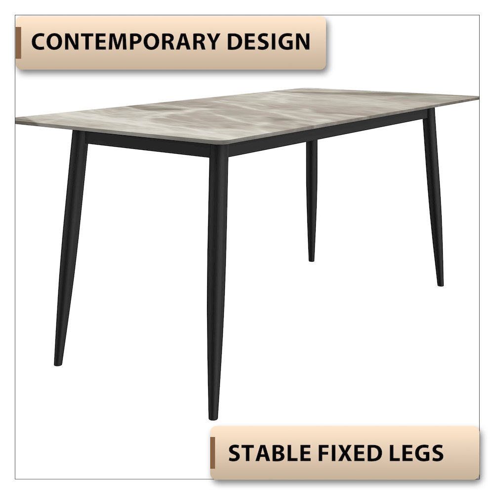 Modern Dining Table Black Base, With 62 Deep Grey Sintered Stone Top. Picture 3
