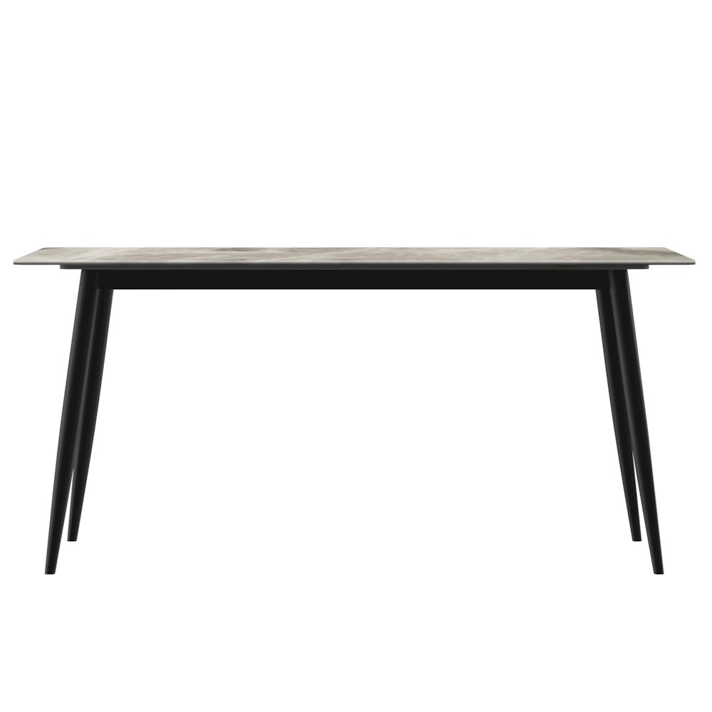Modern Dining Table Black Base, With 62 Deep Grey Sintered Stone Top. Picture 6